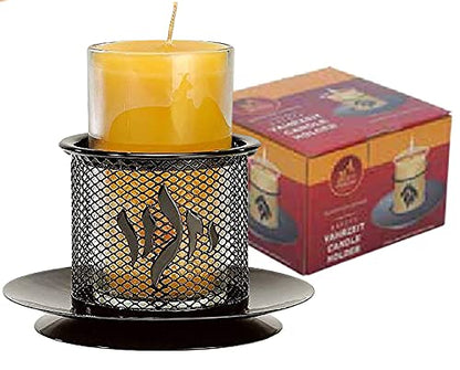 Ner Mitzvah Metal Yizkor Yahrzeit Candle Holder - Decorative Yartzeit Memorial Candle Holder - Black
