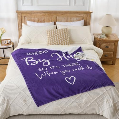 Thinking of You Gifts for Women Men – Get Well Blanket 50x60 Inch, Purple Flannel Comfort Hug Blanket, Sympathy Throw for After Surgery, Chemo, Illness, Recovery - color: Get Well-purple