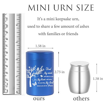 3 Inch Small Urn for Human Ashes Aluminum Mini Cremation Small Keepsake Urn for Sharing Ashes Mini Urn-Dad Blue - size: Blue-Dad