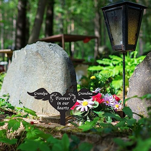 Wesiti Memorial Stakes Cemetery Grave Plaque Stake Markers Memorial Garden Wing Sign Remembrance Plaque Waterproof Sympathy Grave for Loss of Cemetery Decoration(Grandparents) - style: Grandparents