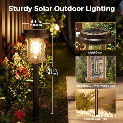 XMCOSY+ Solar Pathway Lights, 6 Pack Solar Outside Garden Landscape Lights - color: Black & Brown, size: 6 Packs