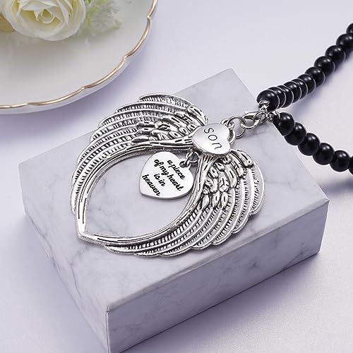 Loss of Son Gift A Piece of My Heart is in Heaven Heart Angel Wings for Car Charm Memorial Suncatcher Hanging Rear View Mirror Accessories Remembrance Ornament Sympathy Gift - style: Son