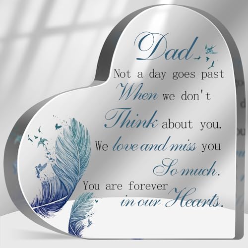 Sympathy Memorial Gifts for Loss of Dad, Loss of Father Sympathy Gifts, Bereavement Condolences Grief Gifts, Funeral Memorial Decor Sign, Remembrance Plaque for Loss Dad - color: Dad(feather)