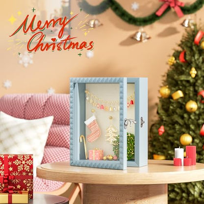 SZQINJI Shadow Box Frame 8x10 Deep Diamond Shape Memory Box, Blue - color: Blue, size: 8x10