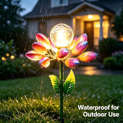 Solar Garden Decorations Metal Flower Stake Solar Outdoor Lights | Windmill Garden Stake ,Outdoor Waterproof for Yard, Lawn,Patio,Gardening Gifts，Solar Flower Lights