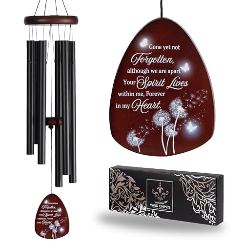 Memorial Wind Chimes for Loss of Loved One, Windchimes in Memory of a Loved One, Sympathy Gift Baskets, Bereavement Condolence Gifts, Memorial Gifts for Loss of Mom, 32" Sympathy Dandelion, Black - size: 32" Dandelions