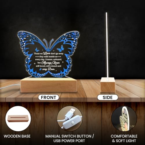 SANDJEST Memorial Butterfly Night Light - Sympathy Gifts for Loss of Loved One - Those We Love Don't Go Away Acrylic Night Lights Bereavement Gift Condolence Keepsake Lamp - color: Memorial 1