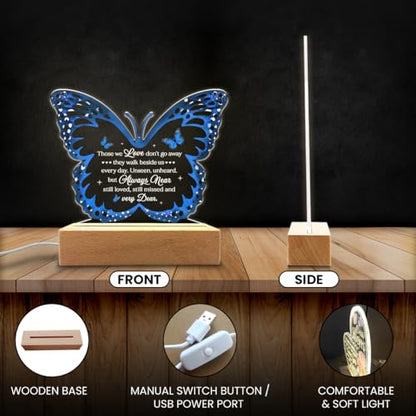 SANDJEST Memorial Butterfly Night Light - Sympathy Gifts for Loss of Loved One - Those We Love Don't Go Away Acrylic Night Lights Bereavement Gift Condolence Keepsake Lamp - color: Memorial 1