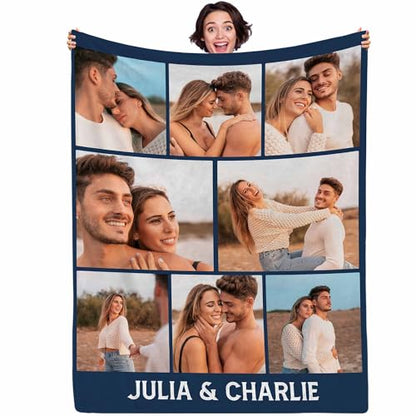 Photo Blanket with Text | Custom Blanket for Her | Personalized Blanket for Wife | Customize Blanket for Girlfriend Couple Boyfriend - color: Style 3