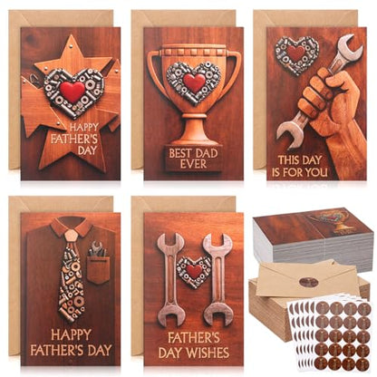 Eaasty 50 Sets Fathers Day Cards with Envelopes Stickers,Happy Father's Day - style: Happy Father's Day