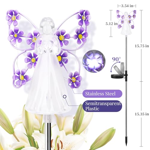 GIGALUMI 4 Pack Angel Solar Lights Outdoor Garden Decor Yard Art - size: 4 Pack