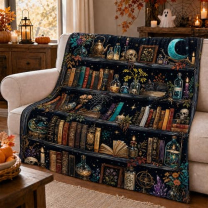 Halloween Blanket Gothic Book Throw Blankets Gifts for Women Men 50"X60" - color: Bookshelf