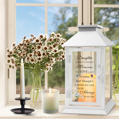 Memorial Lantern for Loss of Daughter - Sympathy Gift with LED Candle - color: Daughter
