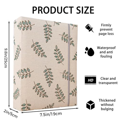 Photo Album 4x6 200 Photos Linen Cover Picture Photo Book for Family Wedding Anniversary Baby Vacation (200 Photos (4x6), Green Leaves) - color: Green Leaves, size: 200 Photos (4x6)