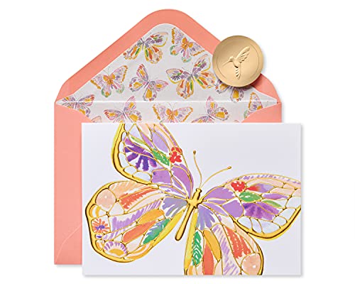 Papyrus Blank Cards with Envelopes, Bold Butterfly (12-Count) - color: peach, pink, purple, yellow