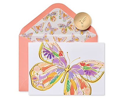 Papyrus Blank Cards with Envelopes, Bold Butterfly (12-Count) - color: peach, pink, purple, yellow