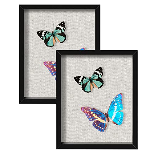 2 Packs 8x10 Shadow Box Frame with Linen Back - Sturdy Rustic Memory Display Case of Flower, Pictures, Medals and More, Black - color: Black, size: 8x10 2P