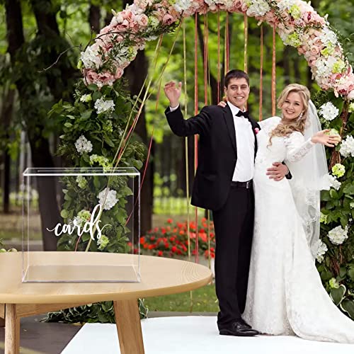 Hooqict Clear Acrylic Wedding Card Box with Slot Large Blank Gift Card Boxes for Reception, Party, Wishing Well, Money Box Holder, Graduation Decorations, Baby Shower - style: Style 1