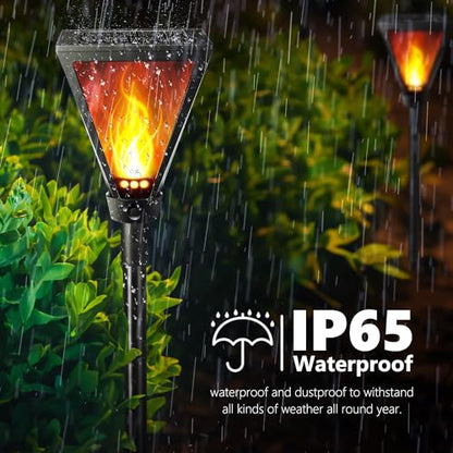 iBaycon 2 Pack 28in Solar Flame Torch Lights Outdoor Landscape Pathway Lamp - size: 28IN