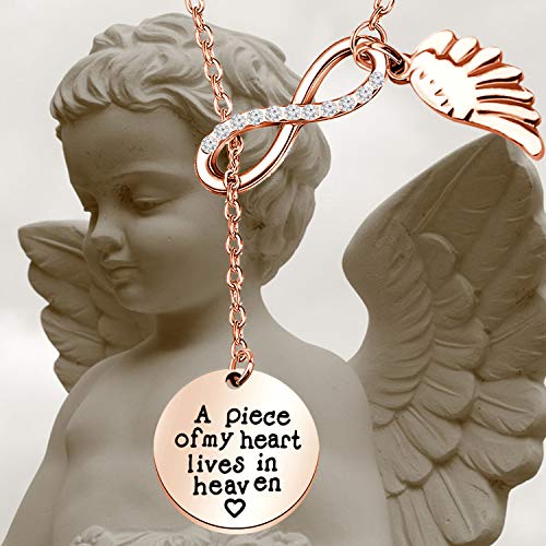 Memorial Jewelry Sympathy Gift A Piece of My Heart Lives In Heaven Lariat Y Necklace Loss Jewelry Gift - color: A Piece Y NK-RG