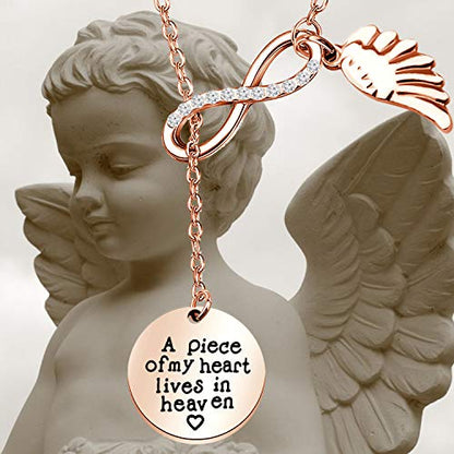 Memorial Jewelry Sympathy Gift A Piece of My Heart Lives In Heaven Lariat Y Necklace Loss Jewelry Gift - color: A Piece Y NK-RG