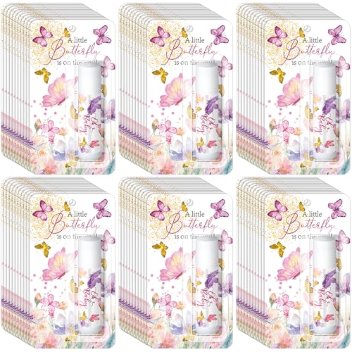 30 Pack Butterfly Baby Shower Games Prizes Party Gifts Bulk Lip Balms Favors for Winners Adults Guests Gender Reveal Favors Decorations Purple Baby Shower Souvenirs Gift Bags Stuffers - style: Butterfly