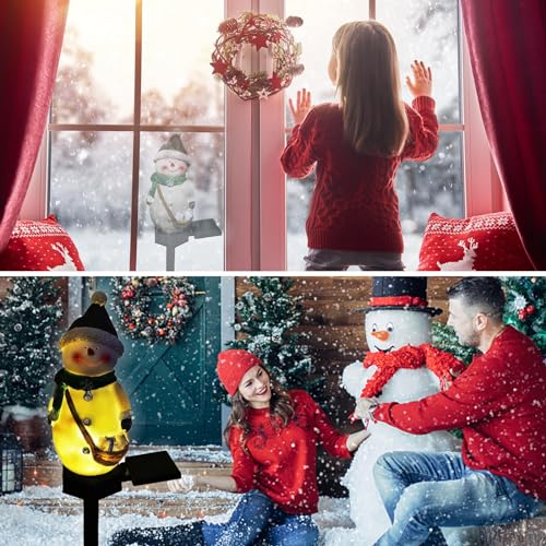 QH & Garden Resin Snowman Solar Lights Outdoor Waterproof | Christmas Garden Stake Lights, Outdoor Christmas Decorations, Snowman Stake Landscape Lamp, Patio Yard - style: Snowman