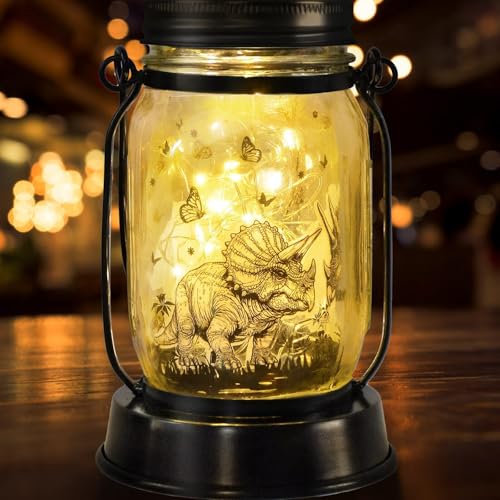 kyoryuger for Teens Boy Girls Dinosaur Solar Lantern for Kids, Solar Lights Aesthetic Room Decor for Teen Girls Boys, Garden Decoration Outside for Yard, Patio,Porch - color: Triceratops