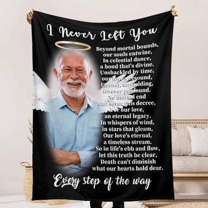 Custom Memorial Blanket with Pictures for Loss of Loved One, Printed in USA, Customized Photo Throw Blanets, Personalized Sympathy Blanket for Loss of Dad Mom Husband Wife Family Friend Cat Dog - color: Design 04