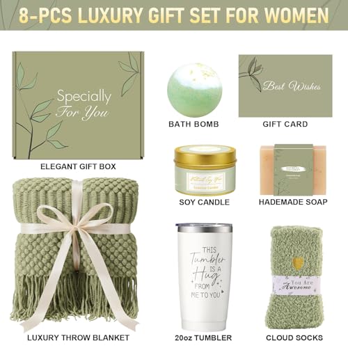 Uwingess Get Well Soon Gift Baskets for Women Self Care Gifts, Spa Care Package After Surgery Inspirational Thinking of You Sympathy Gifts,Christmas Birthday Gift for Women Friends Mom Sister Grandma - color: Green