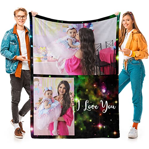 Printwoo Personalized Gifts for Mom, Custom Blanket with Photos, Personalized Photo Blankets Using My Own Photos, Customized Blankets with Pictures, Birthday Gifts for Women Men Baby Child - color: 2 Photos