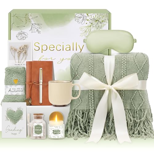 Mothers Day Get Well Gifts for Women Self Care Gift Basket - Birthday Gifts for Women Spa Care Package - Sympathy Inspirational Easter Day Gift Baskets for Her Mom Friend Wife (Sage Green) - color: Sage Green