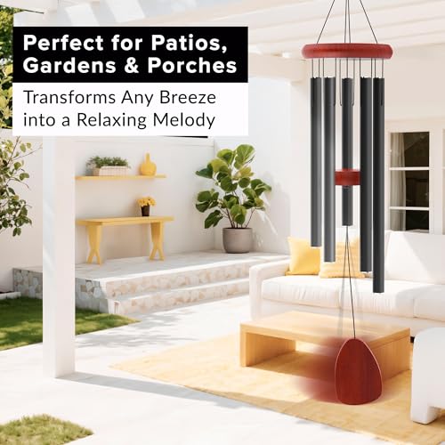 Wind Chimes for Outside - 37" Large Wind Chimes, Classic Black Aluminum Windchimes Outdoors, Zen Gift for Mom, Outdoor Garden Patio Decoration