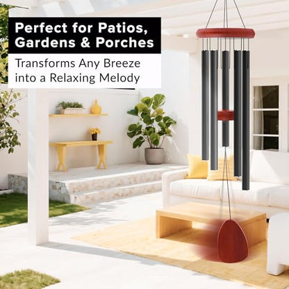 Wind Chimes for Outside - 37" Large Wind Chimes, Classic Black Aluminum Windchimes Outdoors, Zen Gift for Mom, Outdoor Garden Patio Decoration