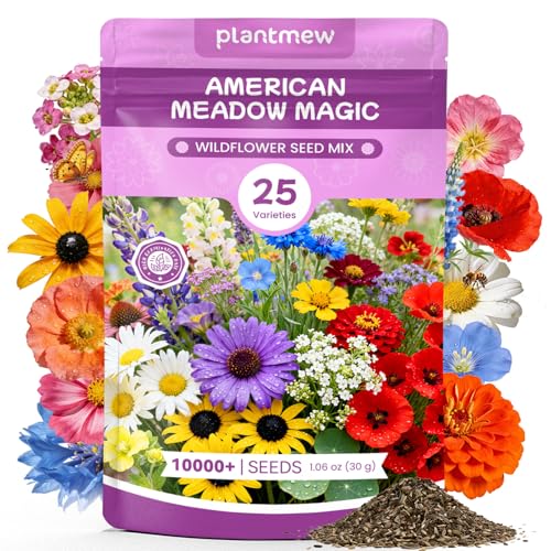 Wildflower Seeds Bulk Mix - 10,000+ Perennial & Annual Seeds - Texas, California & Florida Native Wildflower Seeds for Hummingbirds, Butterflies, & Cut Flowers - Cosmos, Throw and Grow - size: 25 Variety Perennial Mix