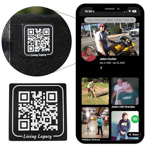 Living Legacy 2-Inch QR Code Memorial Plaque for Headstones and Gravestones - style: Signature