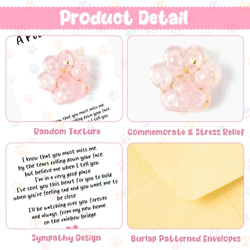 EYxsaxenk Loss of Pet Sympathy Gift - Pink Crystal Mini Paw Pocket Hug with Memorial Card Envelope Remembrance Bereavement Gift for Loss of Dog Cat Sympathy Favor Adult Pet Lover Stress Relief Supply - color: 1pcs Pink + I Know Card