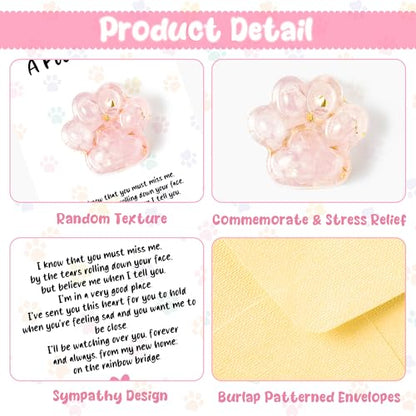 EYxsaxenk Loss of Pet Sympathy Gift - Pink Crystal Mini Paw Pocket Hug with Memorial Card Envelope Remembrance Bereavement Gift for Loss of Dog Cat Sympathy Favor Adult Pet Lover Stress Relief Supply - color: 1pcs Pink + I Know Card