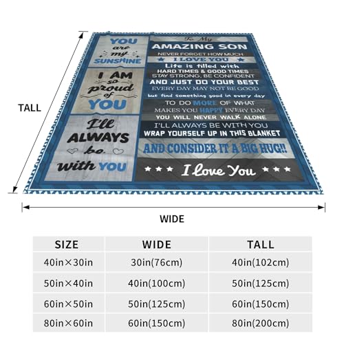 Christian Blanket for Son, Religious Inspirational Gift for Son Teen Boys, Catholic Spiritual Baptism Blanket, Soft Cozy Fleece Blanket for Christmas Birthday Graduation - color: To My Son (Blue)