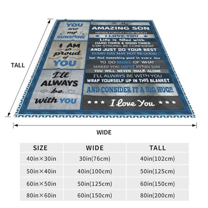 Christian Blanket for Son, Religious Inspirational Gift for Son Teen Boys, Catholic Spiritual Baptism Blanket, Soft Cozy Fleece Blanket for Christmas Birthday Graduation - color: To My Son (Blue)