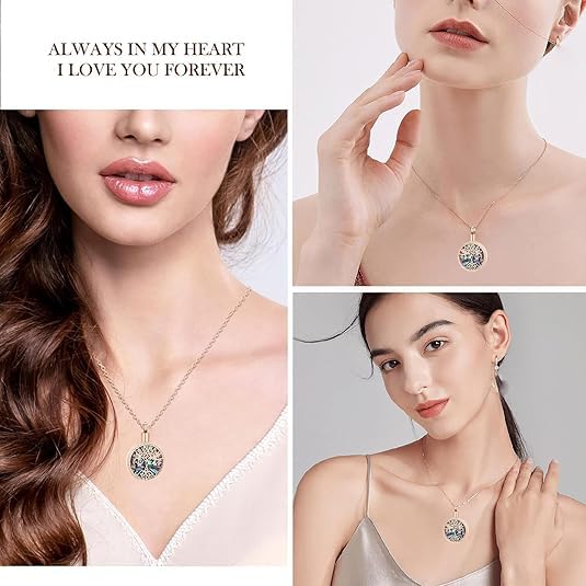 Hearbeingt Teardrop Urn Necklaces for Ashes Tree of Life Memorial Locket - color: Abalone Shell-Rose Gold