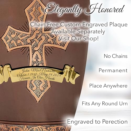 Bronze Cross Cremation Urns for Human Ashes Adult Male & Female Urns - color: Brushed Bronze, size: Extra Large