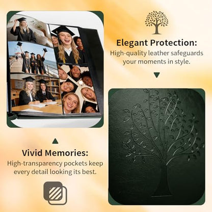 Photo Album 4x6 600 Pockets Slip In Extra Large Capacity | PU Leather Cover Picture Album Holds Horizontal & Vertical Photos for Family Wedding Baby Anniversary Christmas Gift - color: Forest Green