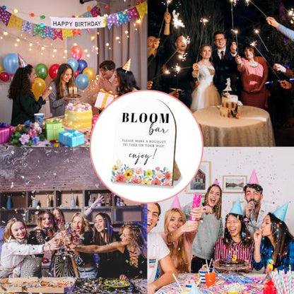 Bloom Bar Sign Wooden Table Sign with Stand, Wedding Flower Bar Decor - color: Bloom