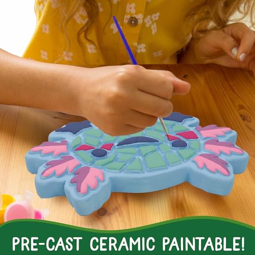 Creative Roots Paint Your Own Stepping Stone Kit, Axolotl | DIY Garden Stepping Stone Activity, Arts and Crafts Project for Kids, Includes Pre-Cast Ceramic and Paints - style: Axolotl