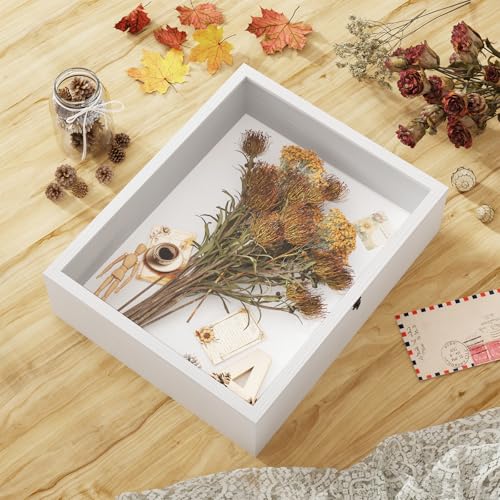 Muzilife 16x20 Large Shadow Box Pine Wood Picture Frame, 3.94 Deep, White - color: White, size: 16"x20"