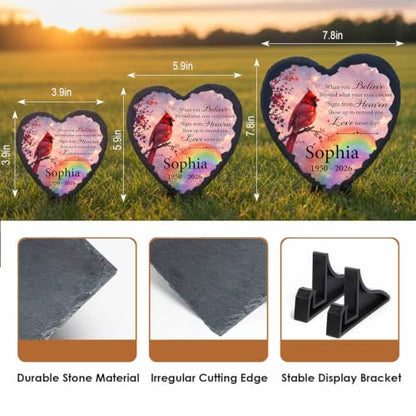 Rainbow Bridge Pet Memorial Stone for Loss of Dogs Cats with Cardinal - color: Memorial 15