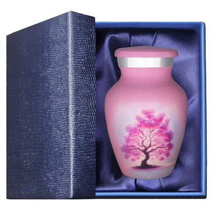 M MEILINXU Pink Urn, Small Urns for Human Ashes, Tree of Life Keepsake - color: Pink, size: Small / Keepsake