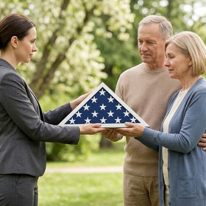Americanflat Large Flag Display Case for Folded 5x9.5' Burial Flags - Engineered Wood Display Box for Wall or Tabletop - Silhouette Collection - White - color: White, style: 5x9.5 Burial Flag
