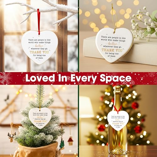 TEEZWONDER Thank You Gifts for Women Men - Ceramic Christmas Ornaments 2026 - color: White - Thank You Gold